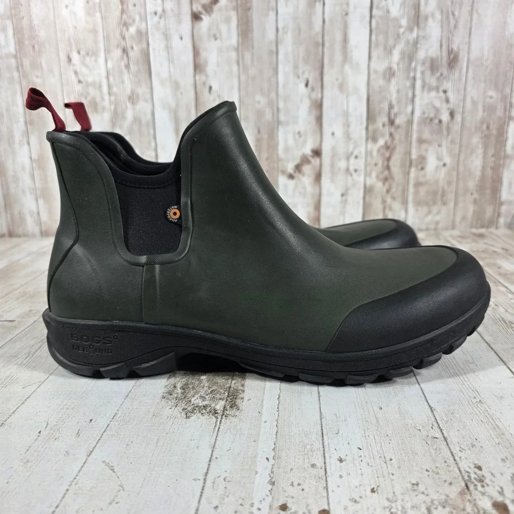 Bogs Sauvie Slip On Rain Boots Mens 10 Womens 12 Dark Green Waterproof 72208-301